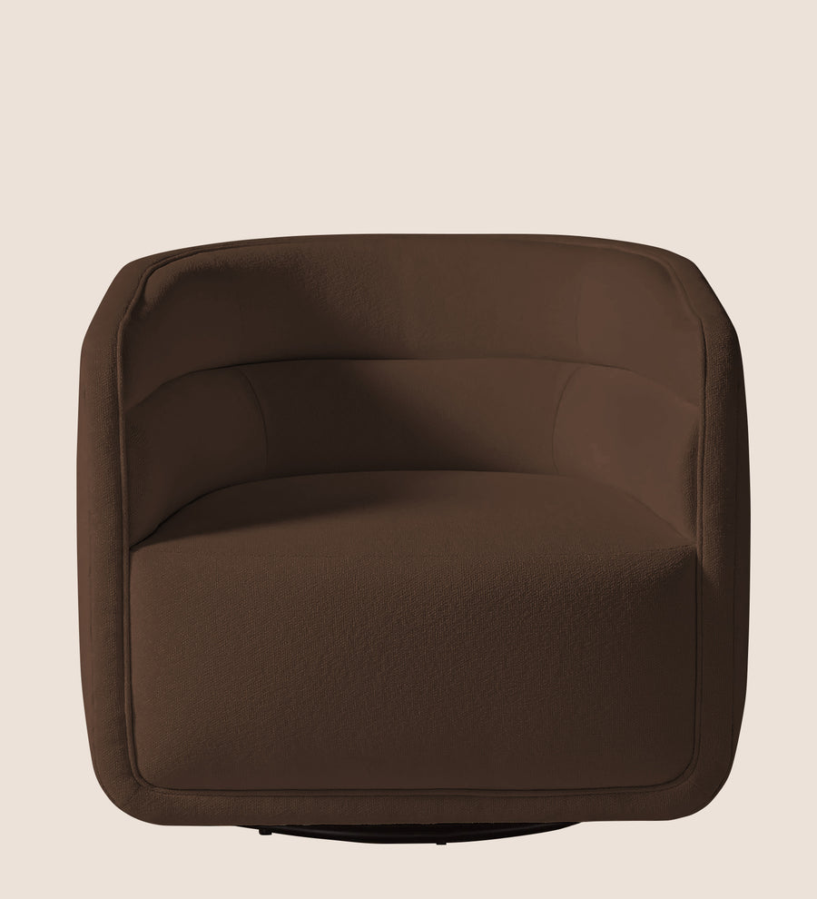 Ria Fabric Swivel Chair In Ash Brown Colour - Febonic Living