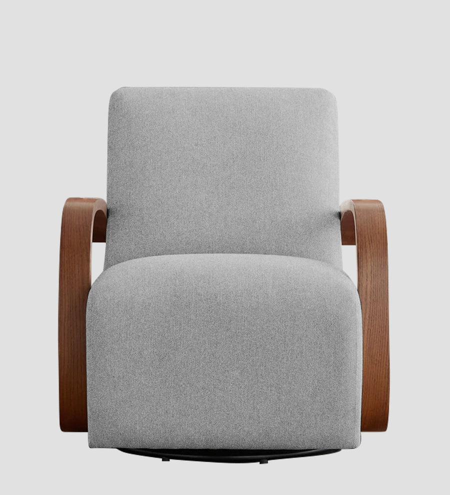 Balma Fabric Swivel Chair In Lit Grey Colour - Febonic Living