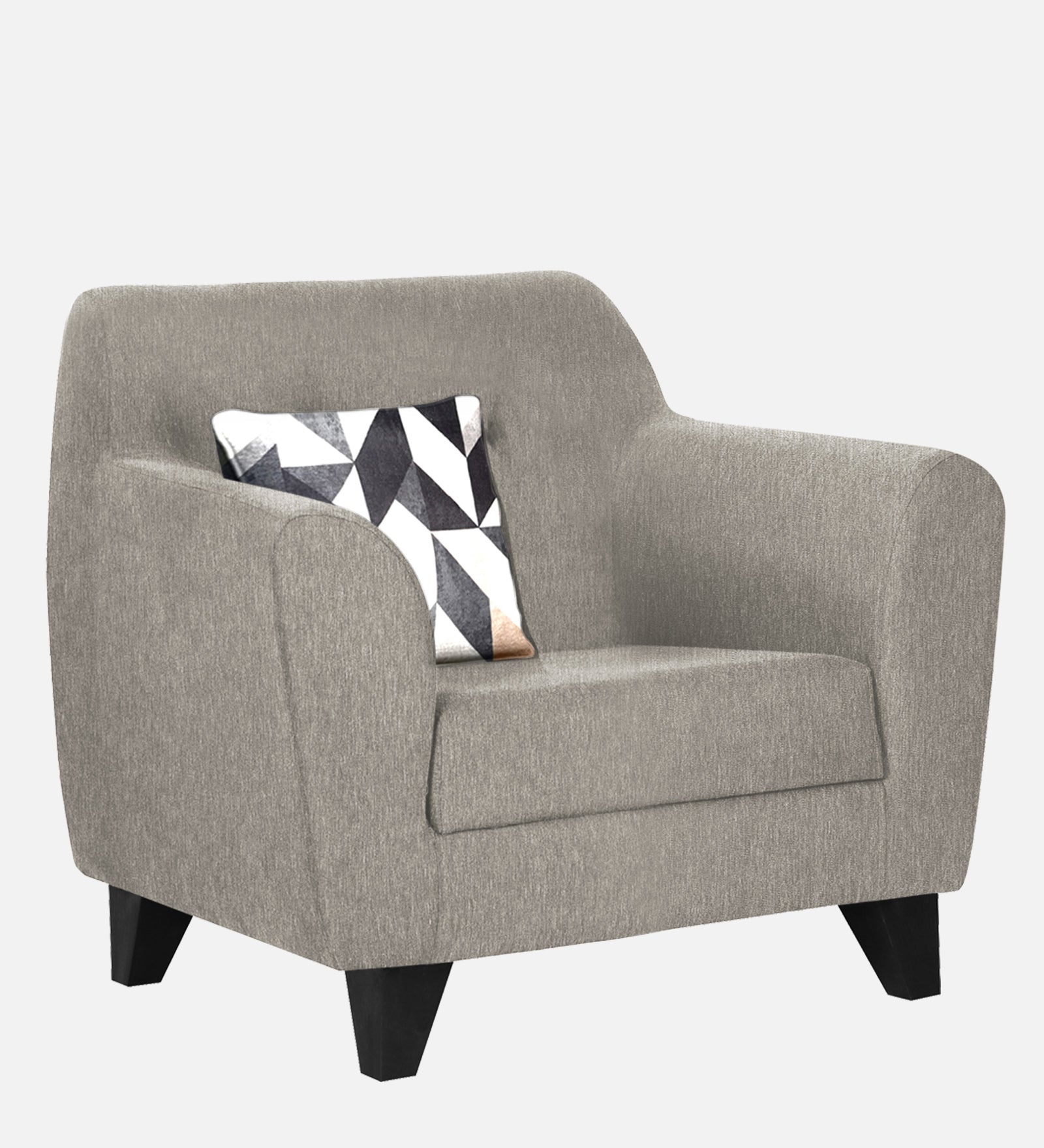 Melaan Fabric 1 Seater Sofa In Ash Grey Colour