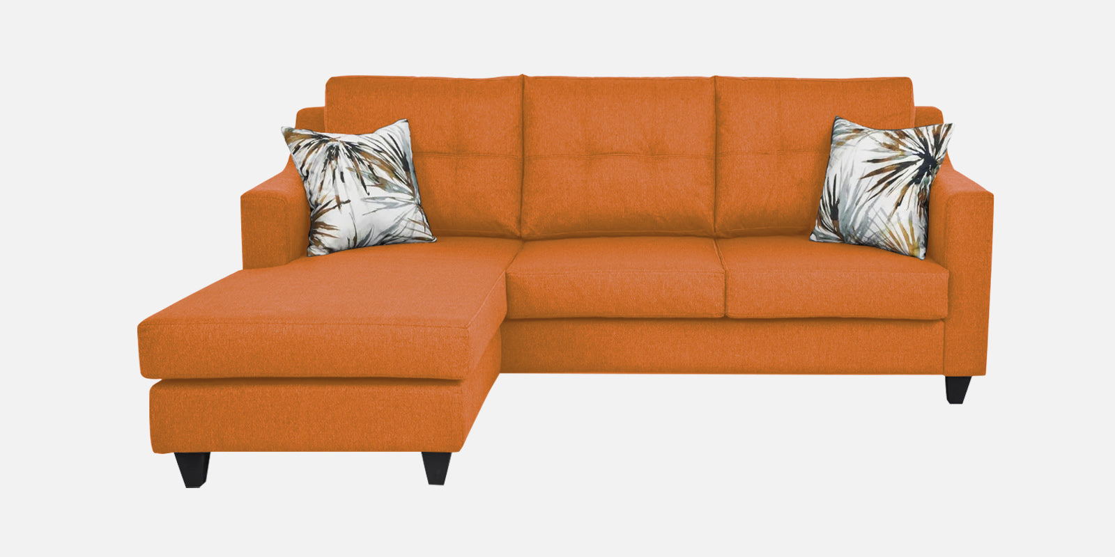 Welly Fabric RHS Sectional Sofa (2+Lounger) In Dark Orange Colour