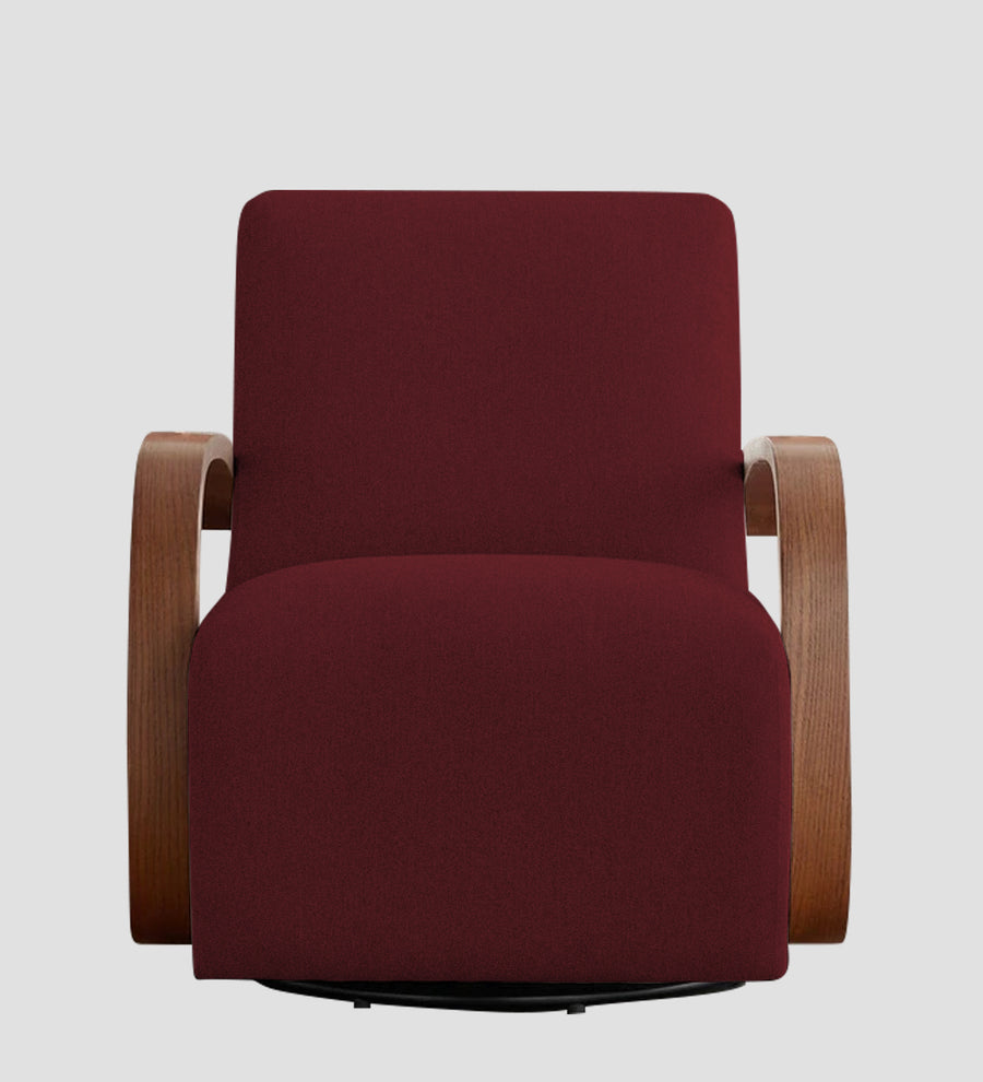 Balma Fabric Swivel Chair In Blood Maroon Colour - Febonic Living