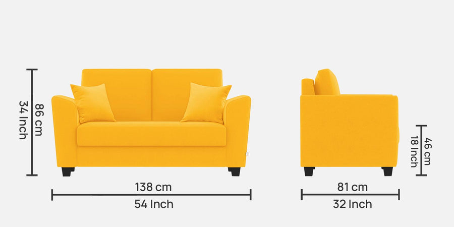 Daku Fabric 2 Seater Sofa In Bold Yellow Colour - Febonic Living