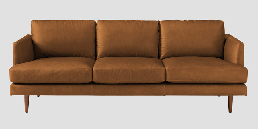 Sterio Leatherette 3 Seater Sofa In Cinnamon Brown Colour - Febonic Living