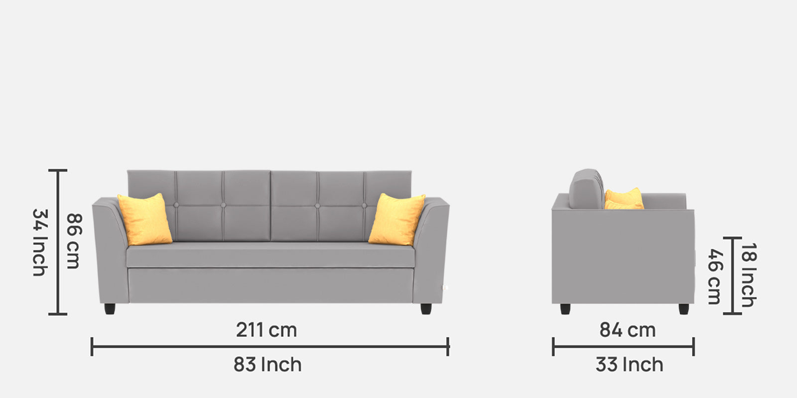 Nestin Velvet 3 Seater Sofa in Concrete Grey Colour