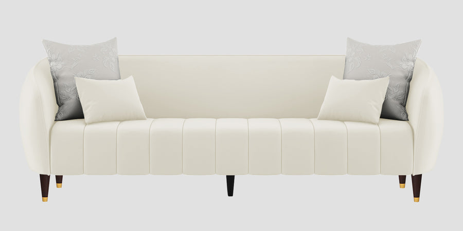 Hairo Velvet 3 Seater Sofa In Warm White Colour - Febonic Living