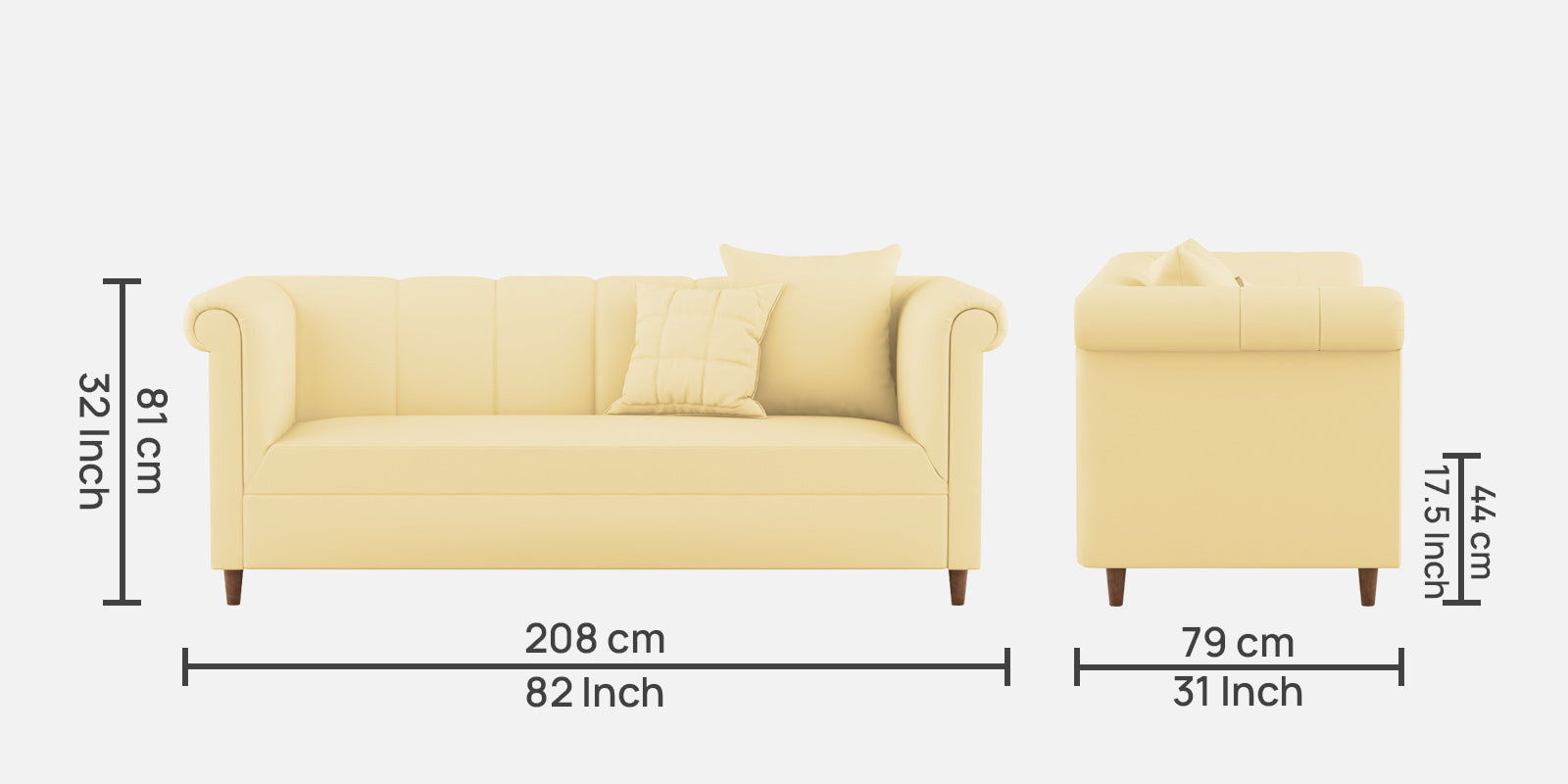 Rubi Velvet 3 Seater Sofa in Sandy Beige Colour