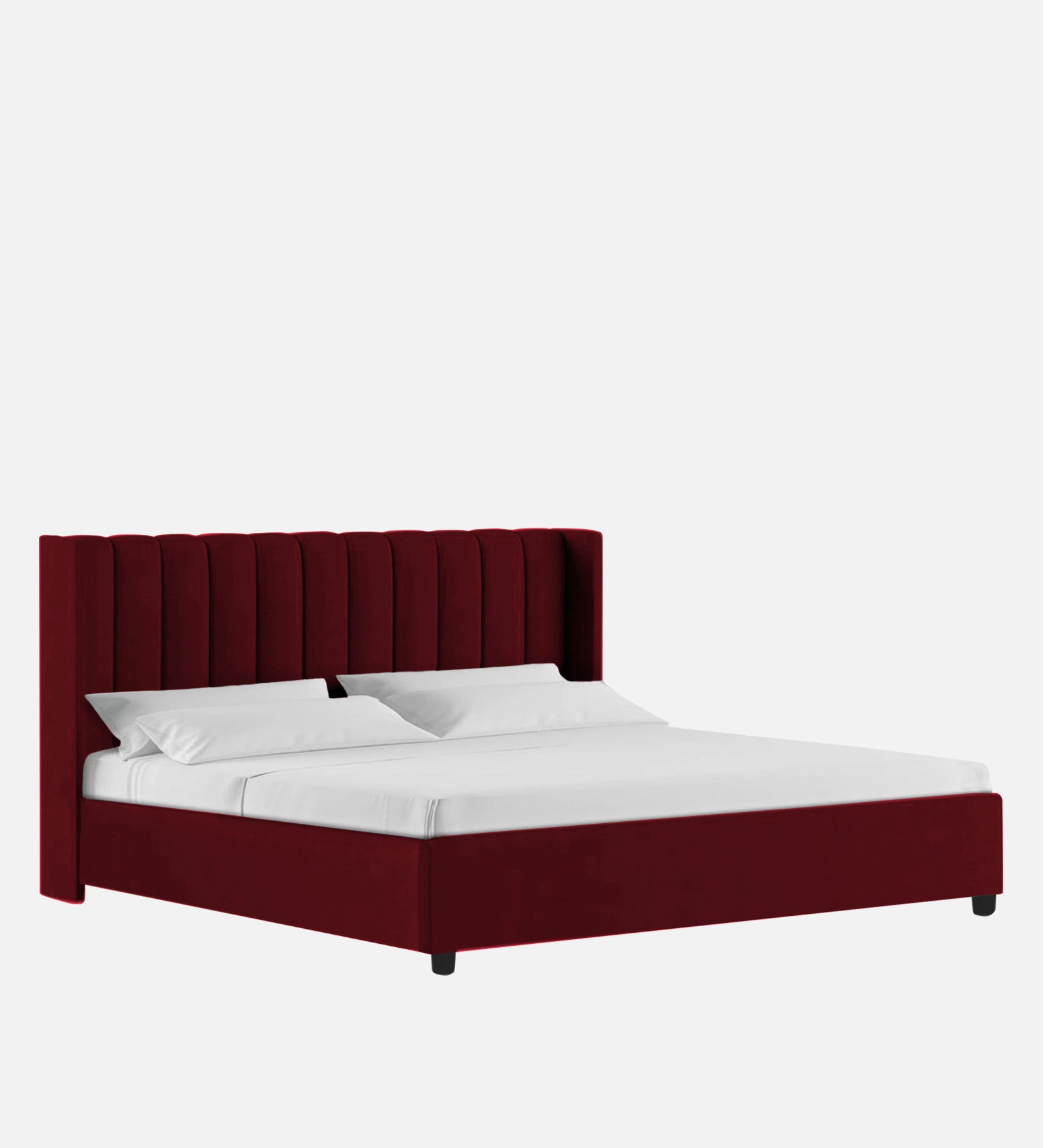 Colina Fabric King Size Bed In Ruby Red Colour With Box Storage