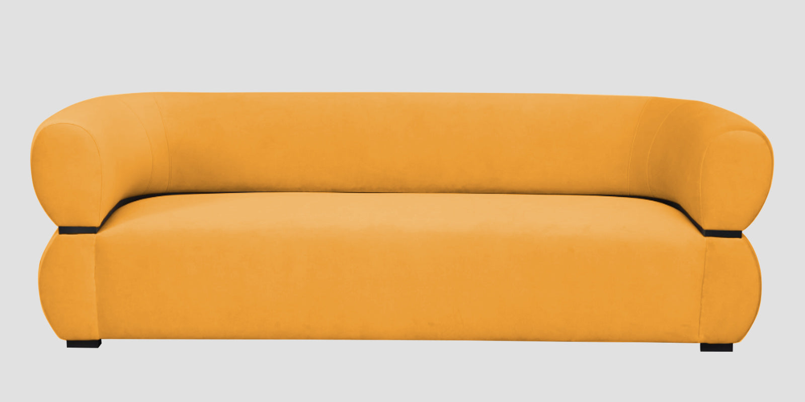 Kula Velvet 3 Seater Sofa In Safforn Yellow Colour