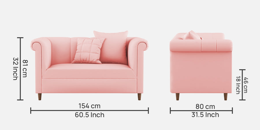 Rubi Velvet 2 Seater Sofa In Millennial Pink Colour - Febonic Living