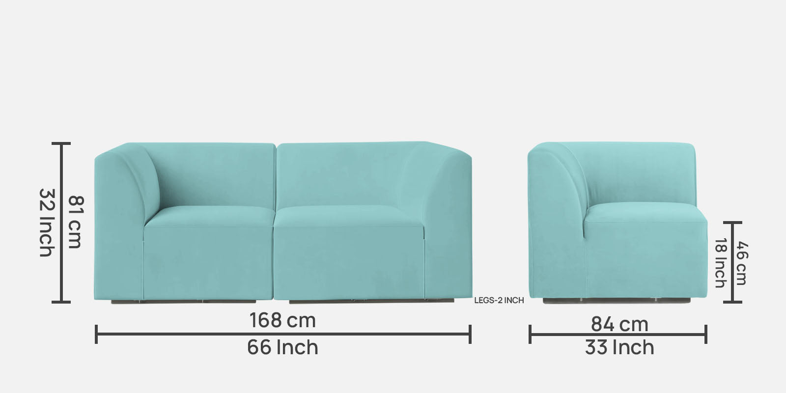 Bufa Velvet 2 Seater Sofa in Aqua blue Colour With Storage