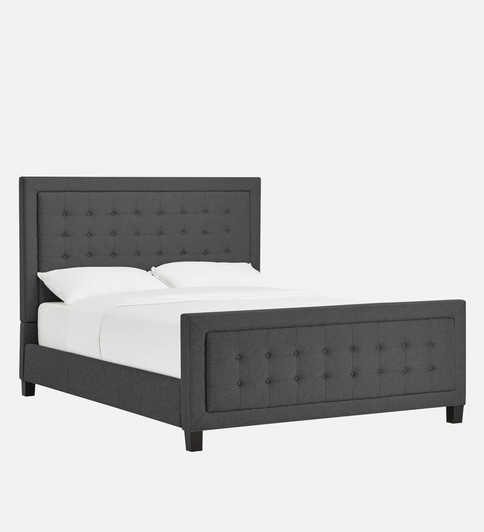 Kaster Fabric Queen Size Bed In Charcoal Grey Colour