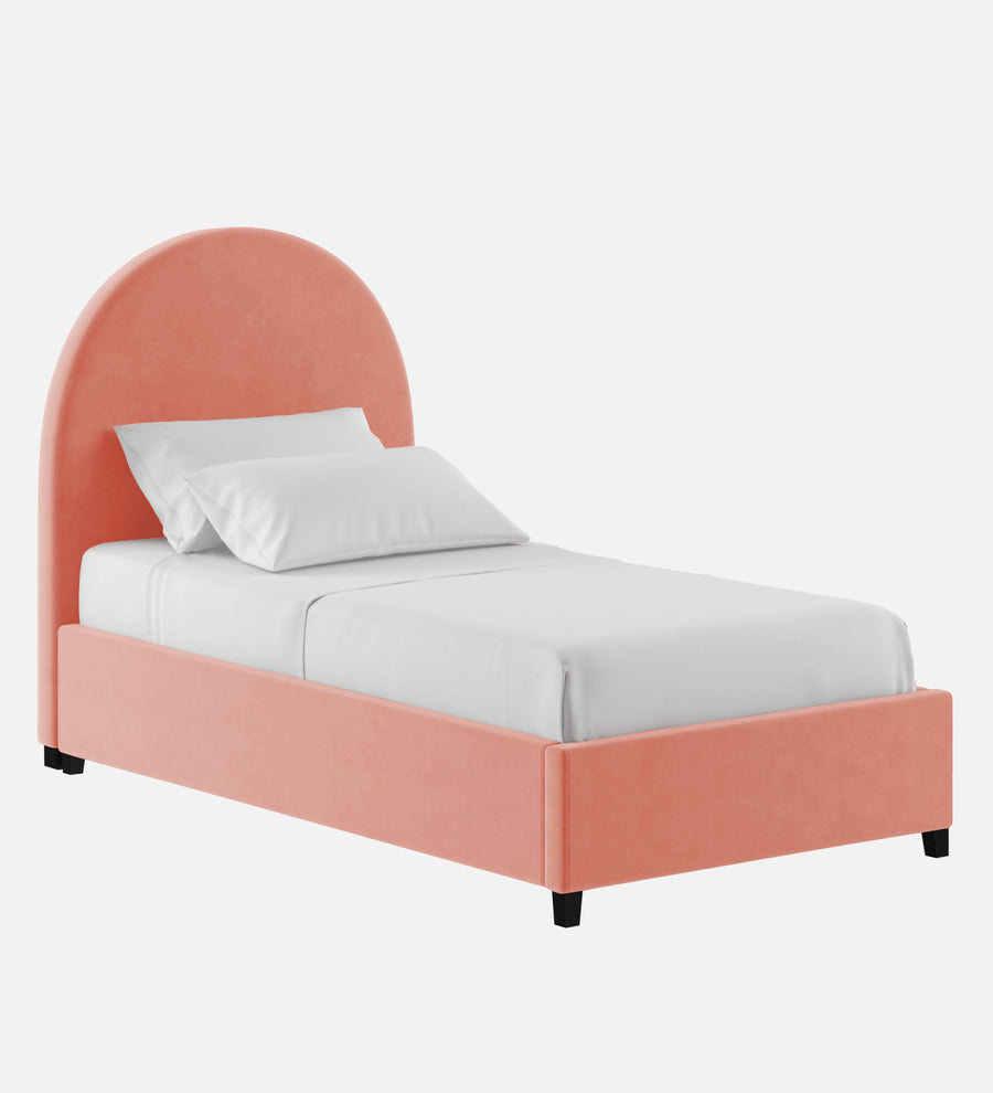 Maro Velvet Upholstered Single Size Bed In Blush Pink Colour - Febonic Living