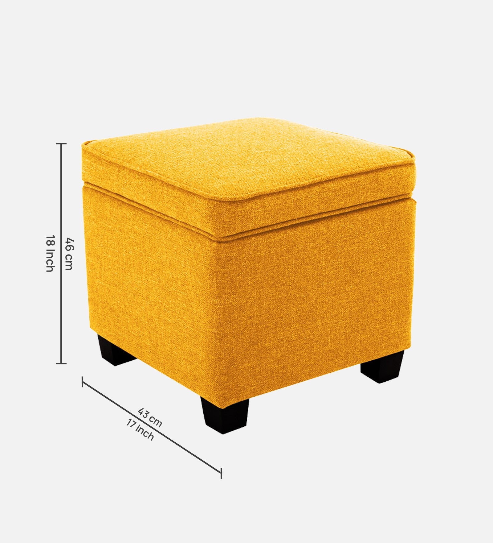 Sudan Fabric Storage Ottoman in Bold Yellow Colour