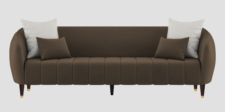 Hairo Velvet 3 Seater Sofa In Shade Brown Colour - Febonic Living