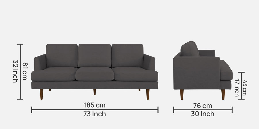 Motra Velvet 3 Seater Sofa In Davy Grey Colour - Febonic Living