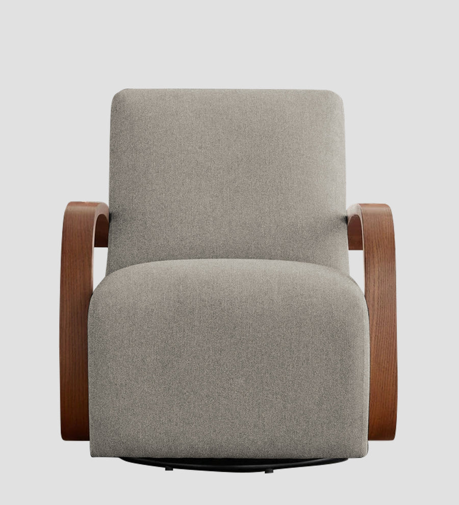Balma Fabric Swivel Chair In Ash Grey Colour - Febonic Living