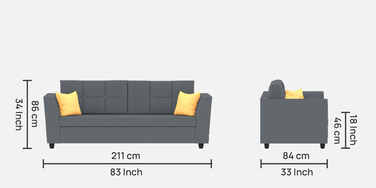 Nestin Velvet 3 Seater Sofa in Pubble Grey Colour