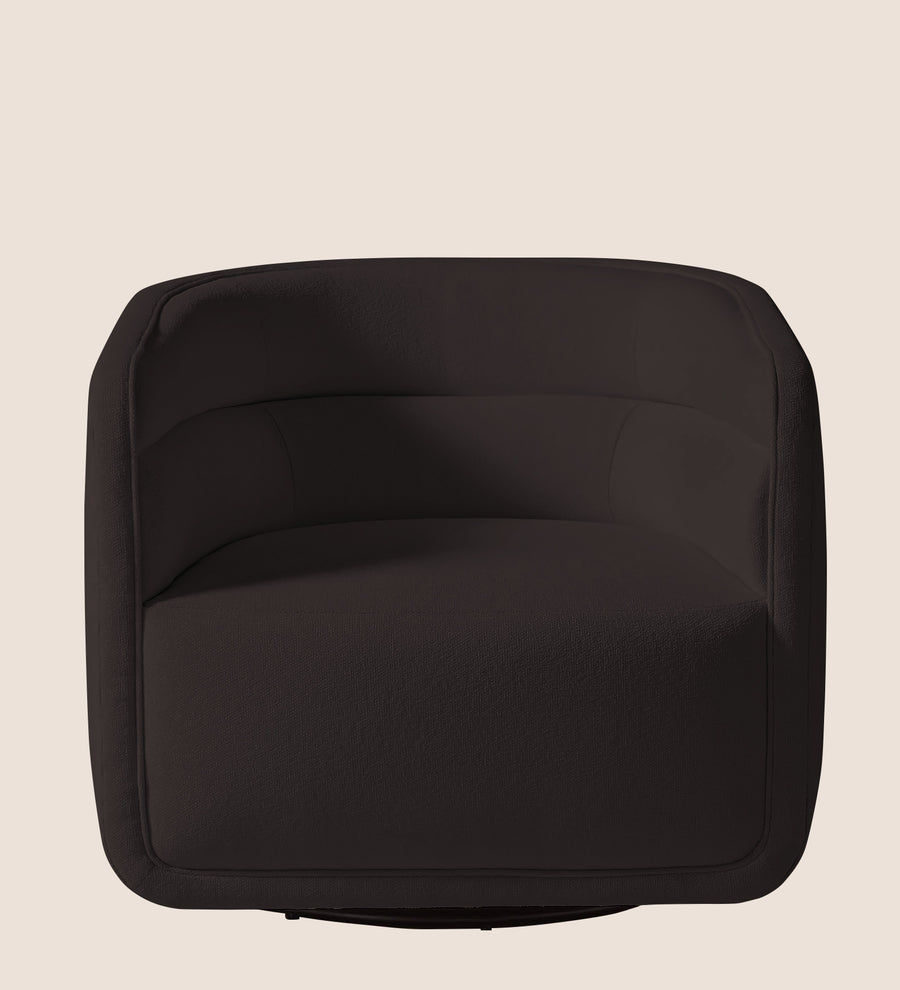 Ria Fabric Swivel Chair In Pebble Brown Colour - Febonic Living