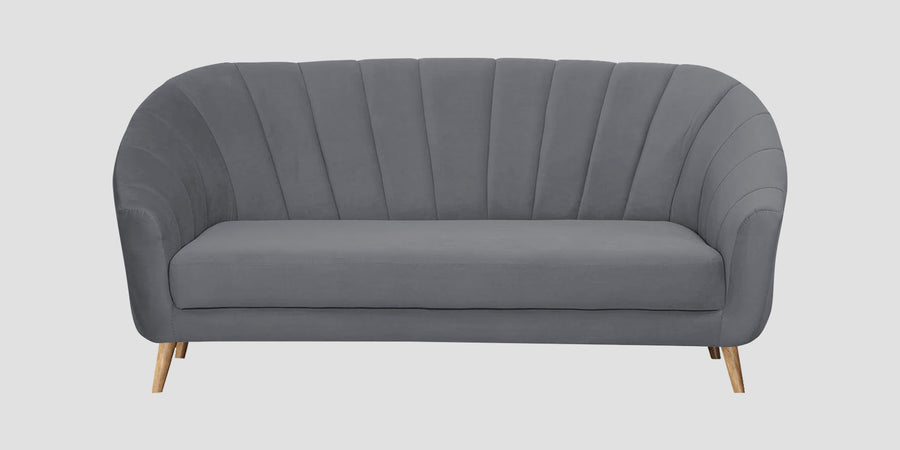 Kaylee Velvet 3 Seater Sofa In Pubble Grey Colour - Febonic Living