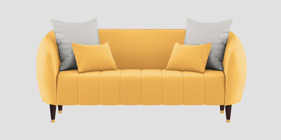 Hairo Velvet 2 Seater Sofa In Turmeric Yellow Colour - Febonic Living