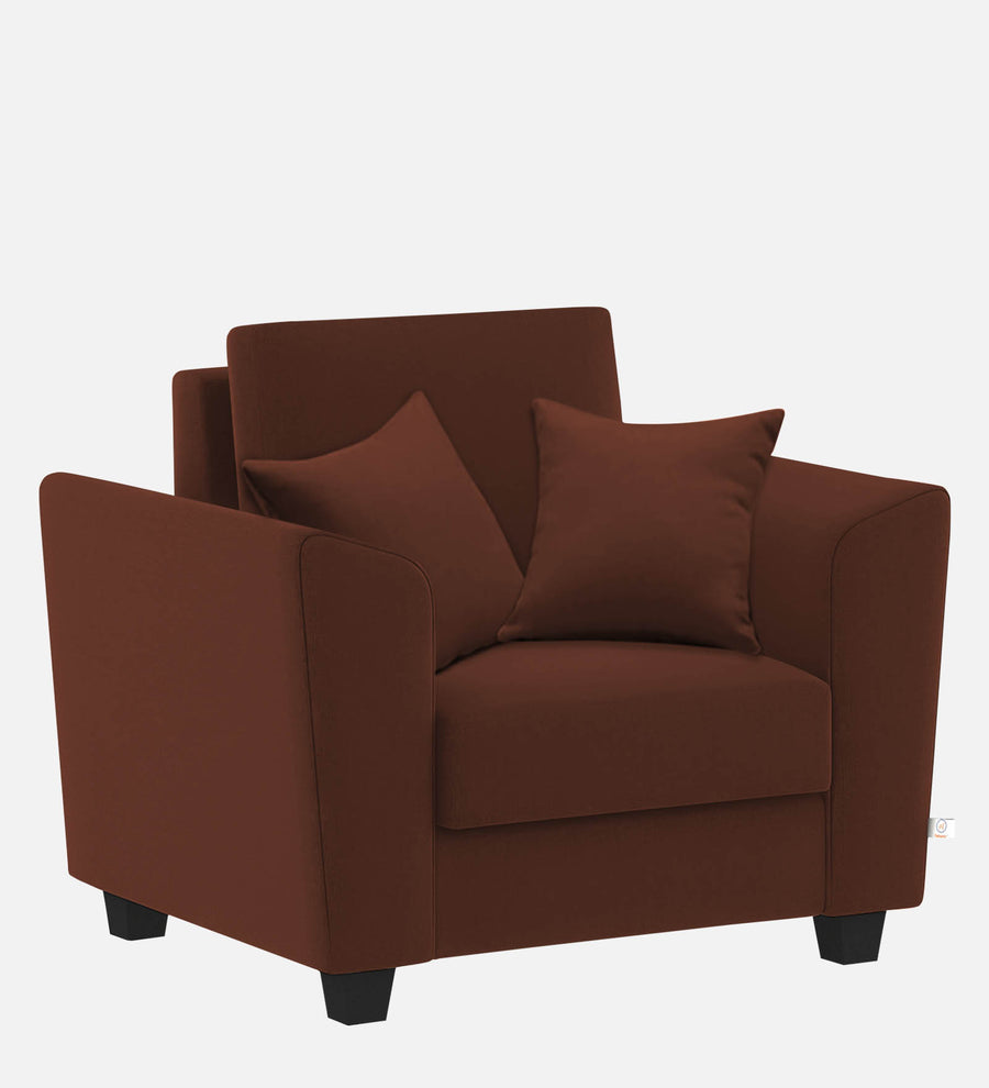 Daku Fabric 1 Seater Sofa In Coffee Brown Colour - Febonic Living
