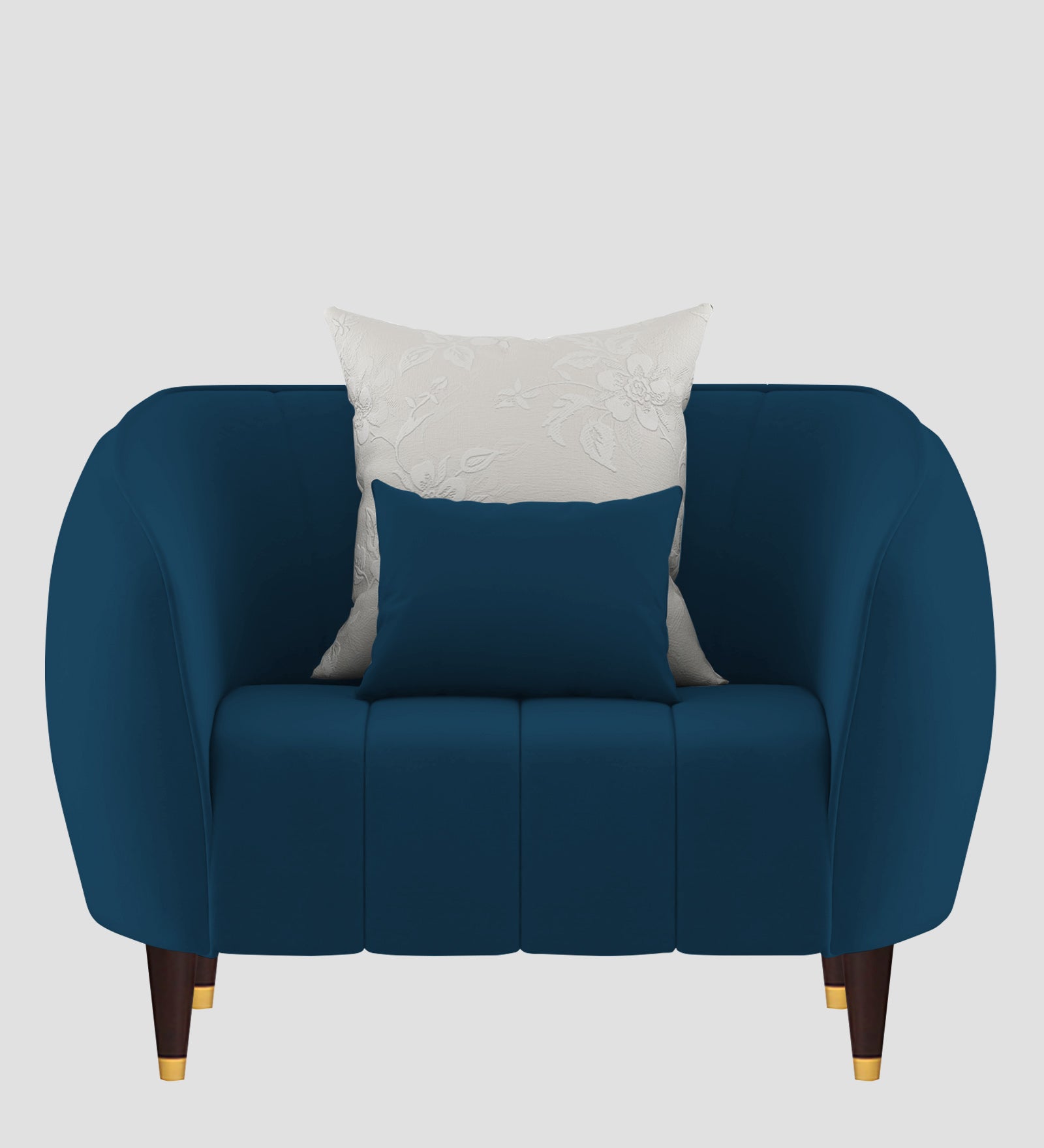 Hairo Velvet 1 Seater Sofa In  Azure Blue Colour - Febonic Living