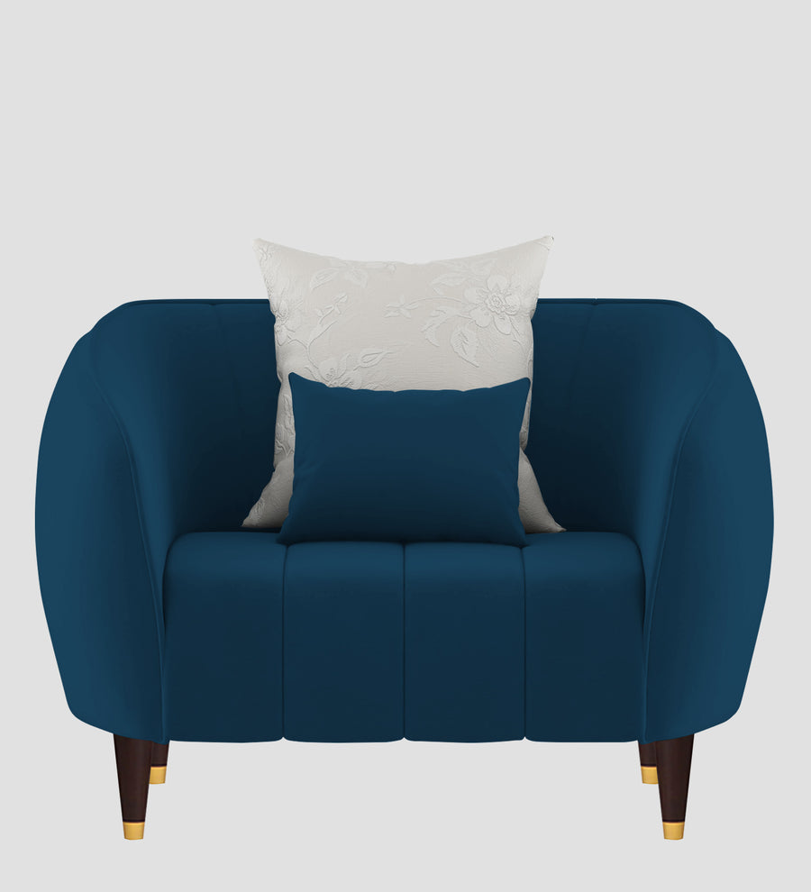 Hairo Velvet 1 Seater Sofa In Azure Blue Colour - Febonic Living