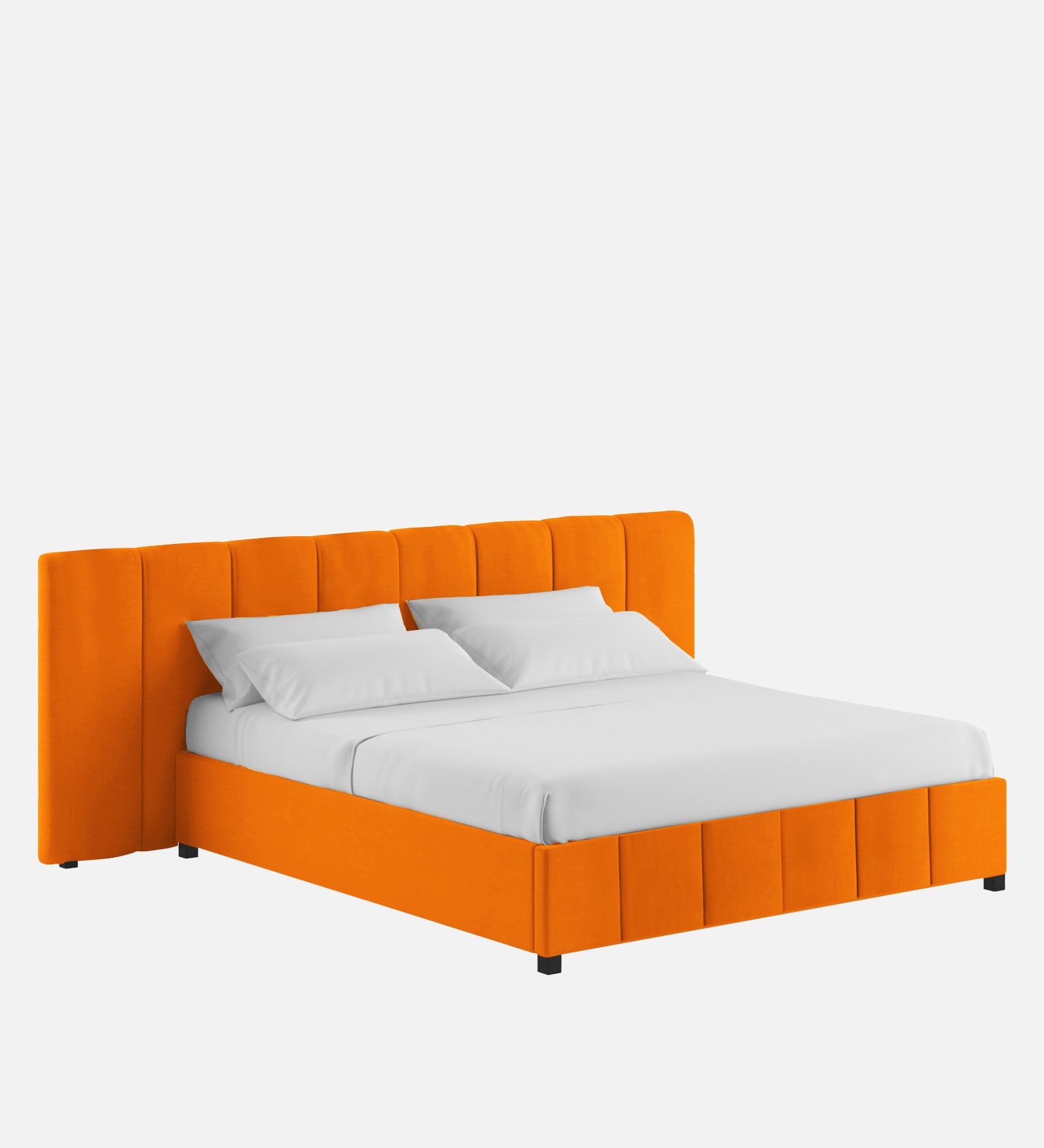 Nora Fabric Queen Size Bed In Vivid Orange Colour