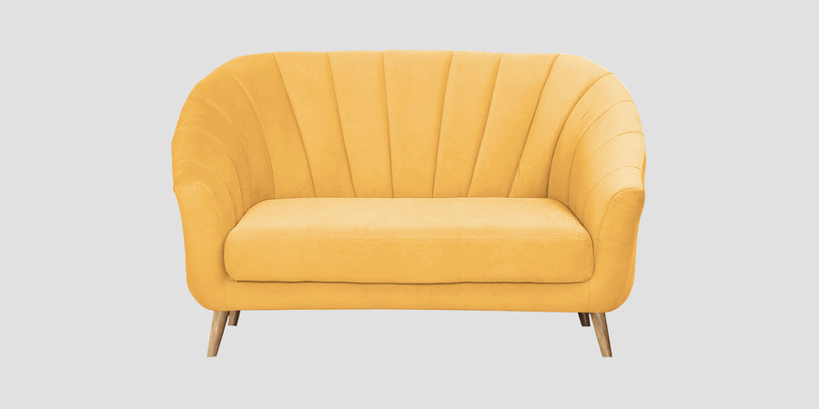 Kaylee Velvet 2 Seater Sofa In Turmeric Yellow Colour - Febonic Living