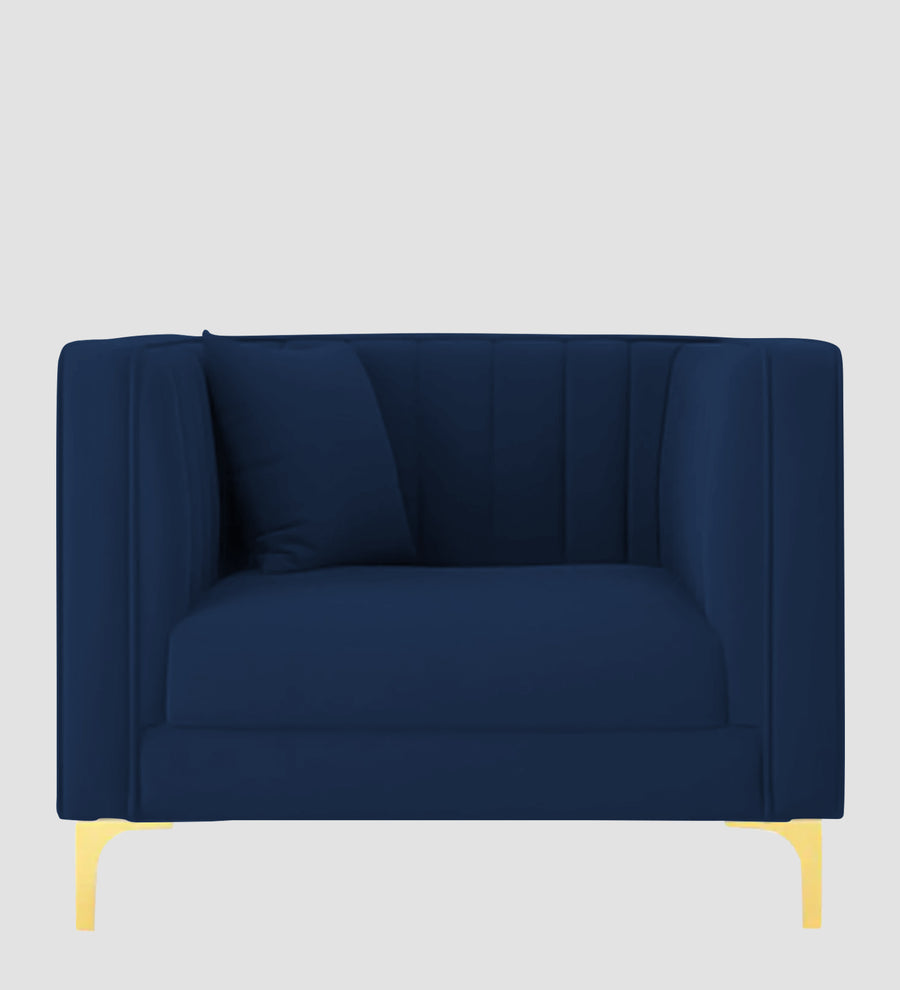 Saban Velvet 1 Seater Sofa In Imperial Blue Colour - Febonic Living