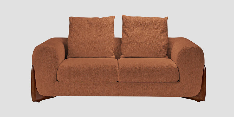 Boko Boucle 2 Seater Sofa In Light Orange Colour - Febonic Living