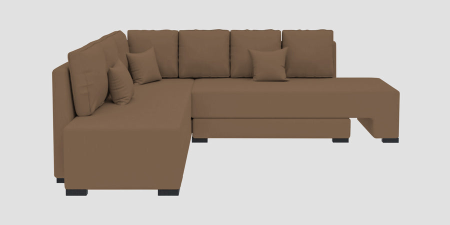 Corby Velvet Lhs 6 Seater Convertible Sofa Cum Bed In Mocha Mouse Colour - Febonic Living