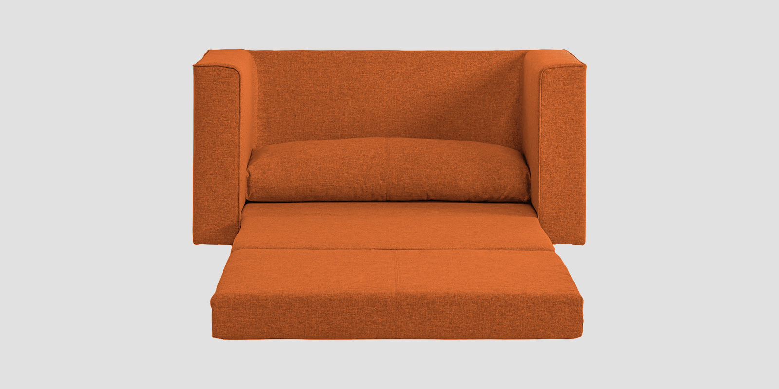 Kenia Fabric 2 Seater Foldable Sofa Cum Bed In Vivid Orange Colour - Febonic Living