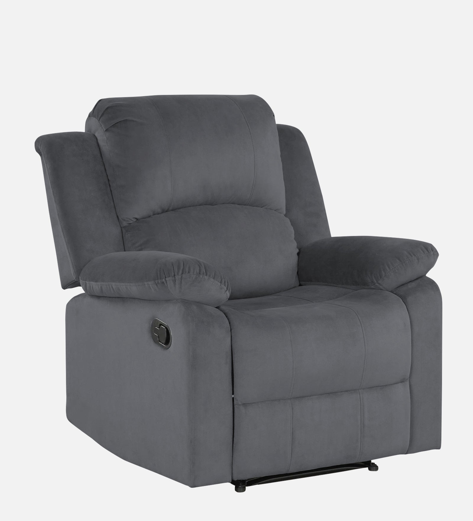 Henry Velvet Manual 1 Seater Recliner In Pubble grey Colour