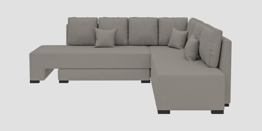 Corby Velvet Rhs 6 Seater Convertible Sofa Cum Bed In Echo Grey Colour - Febonic Living