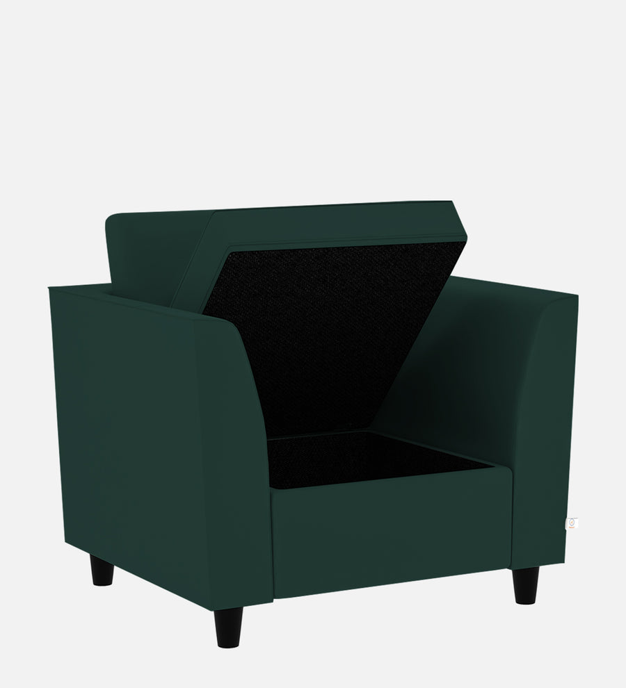 Bristo Velvet 1 Seater Sofa In Forest Green Colour With Storage - Febonic Living