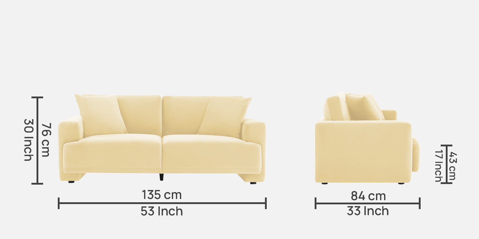 Kosta Velvet 2 Seater Sofa in Sandy Beige Colour