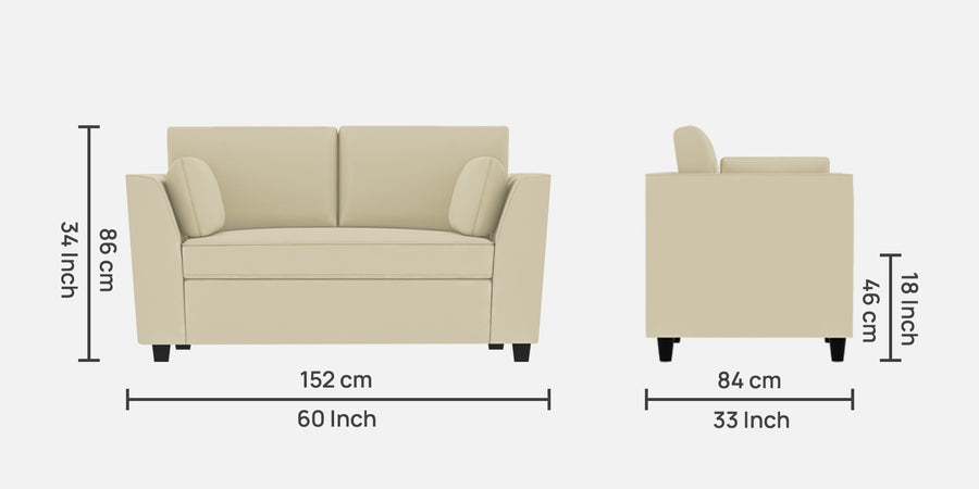 Bristo Velvet 2 Seater Sofa In Warm White Colour With Storage - Febonic Living