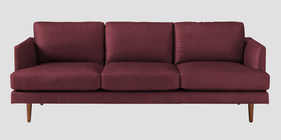 Sterio Leatherette 3 Seater Sofa In Burgundy Maroon Colour - Febonic Living