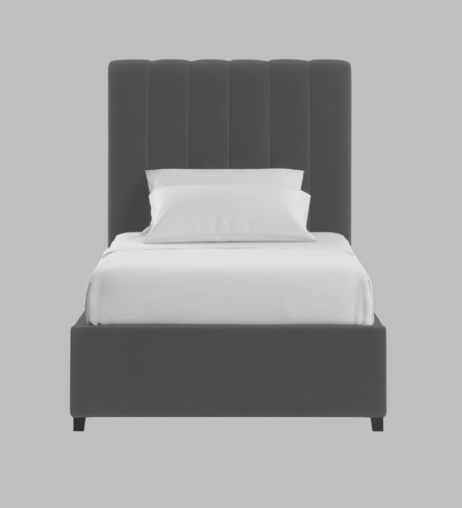 Lara Velvet Upholstered Single Bed In Davy Grey Colour - Febonic Living