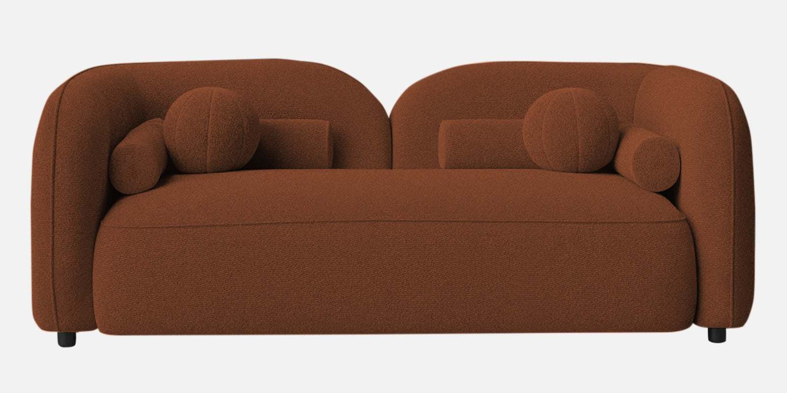 Corny Fur Fabric 2 Seater Sofa in Rust Orange Colour