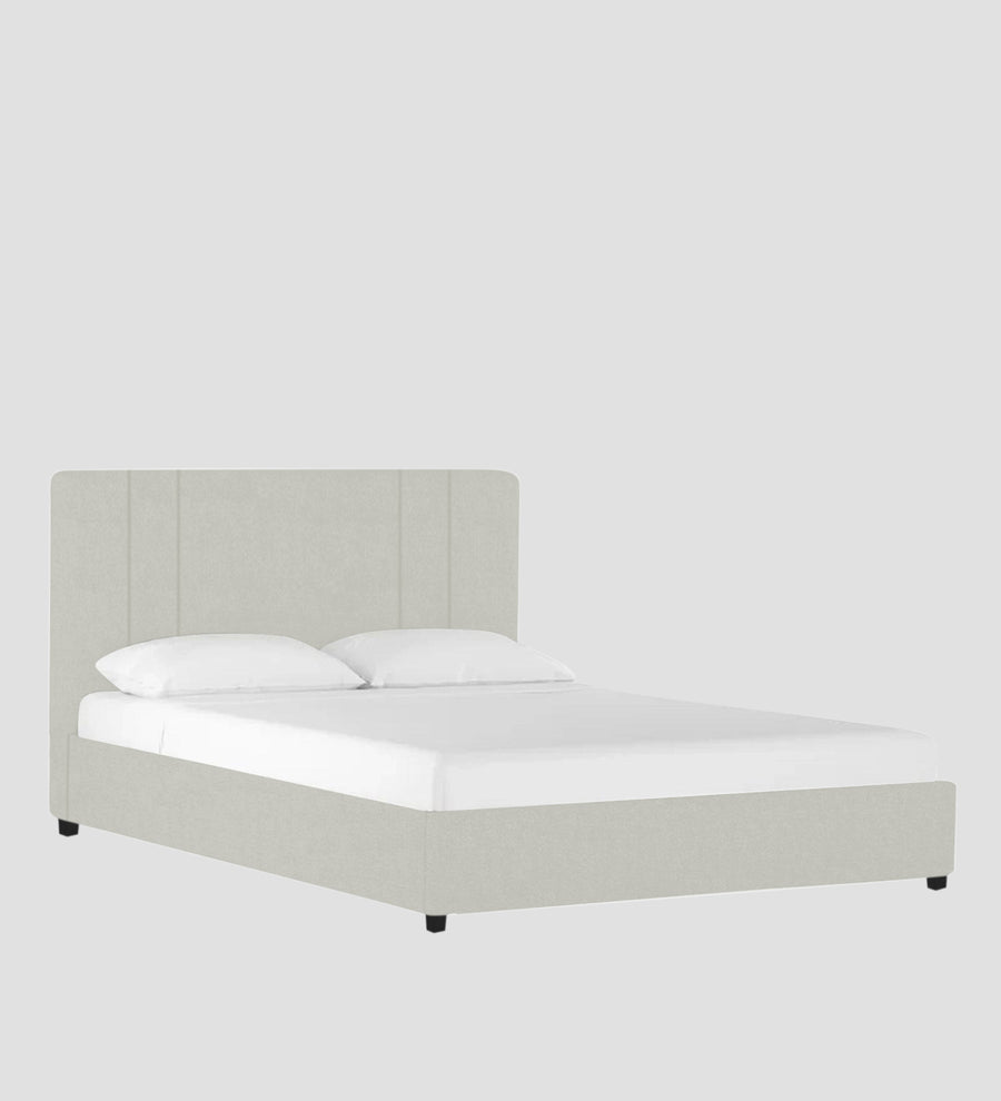 Asyra Velvet Upholstered King Size Bed In Bone Grey Colour With Box Storage - Febonic Living