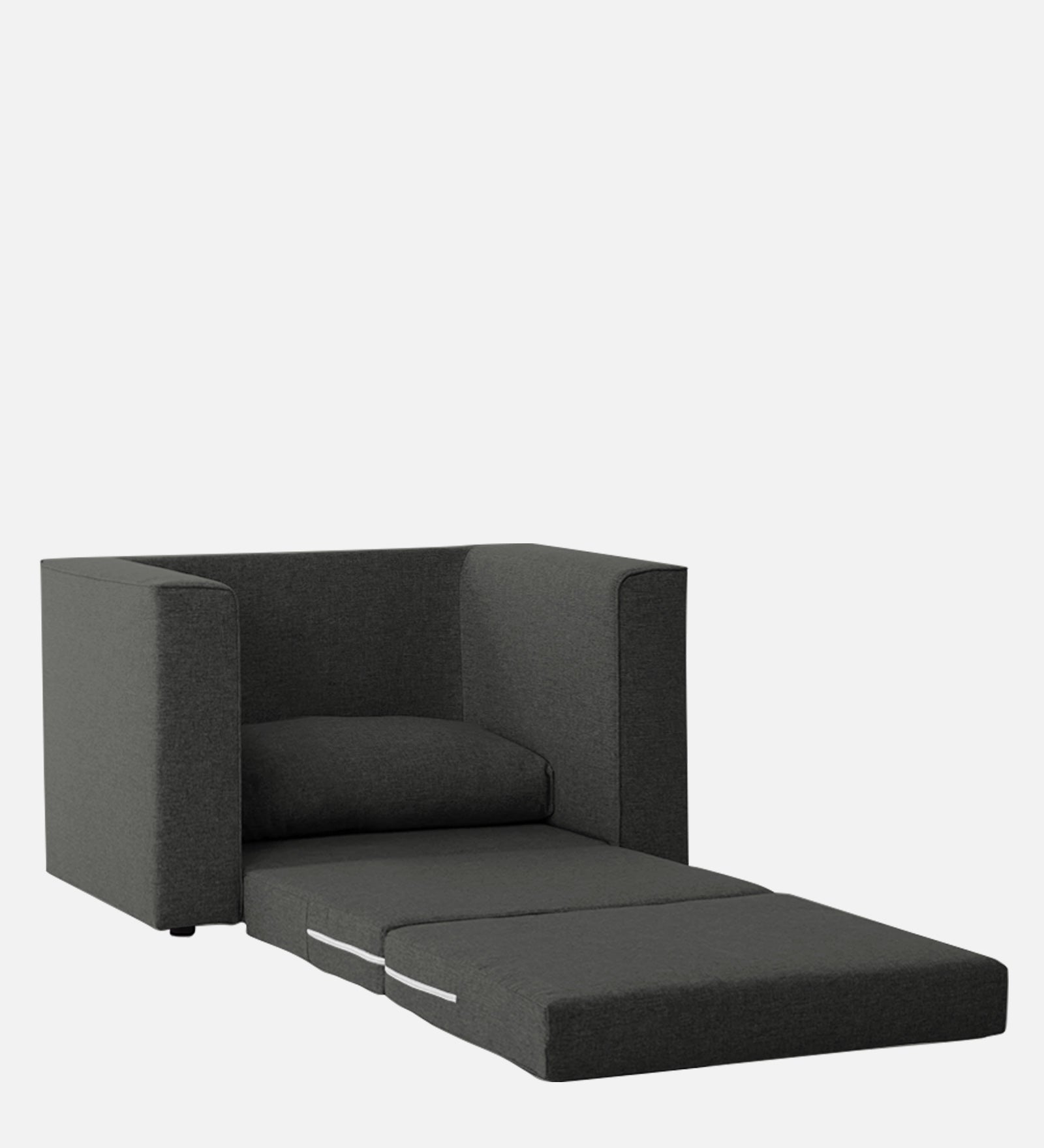 Kenia Fabric 1 Seater Convertible Sofa Cum Bed in Charcoal Grey Colour