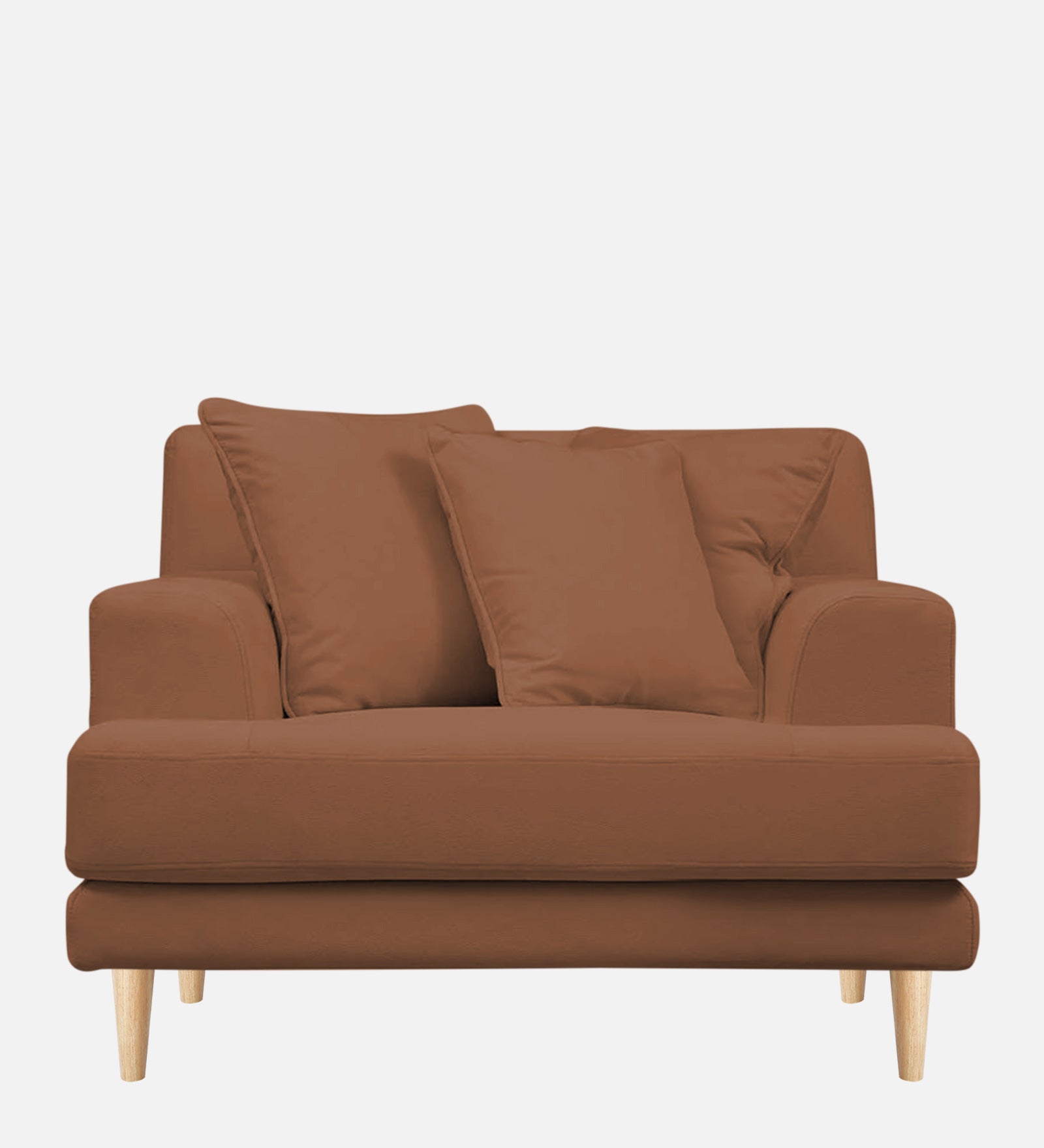 Woody Fabric 1 Seater Sofa in Caramel Beige Colour