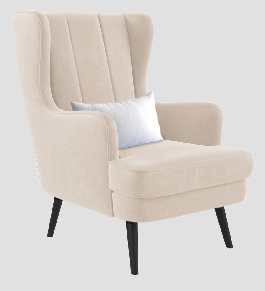 Niya Velvet Wing Chair In Camel Beige Colour - Febonic Living