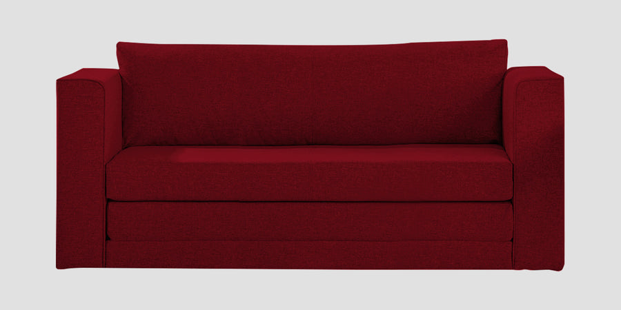 Kenia Fabric 3 Seater Foldable Sofa Cum Bed In Ruby Red Colour - Febonic Living