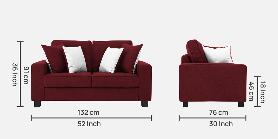 Ladybug Fabric 2 Seater Sofa In Blood Maroon Colour - Febonic Living