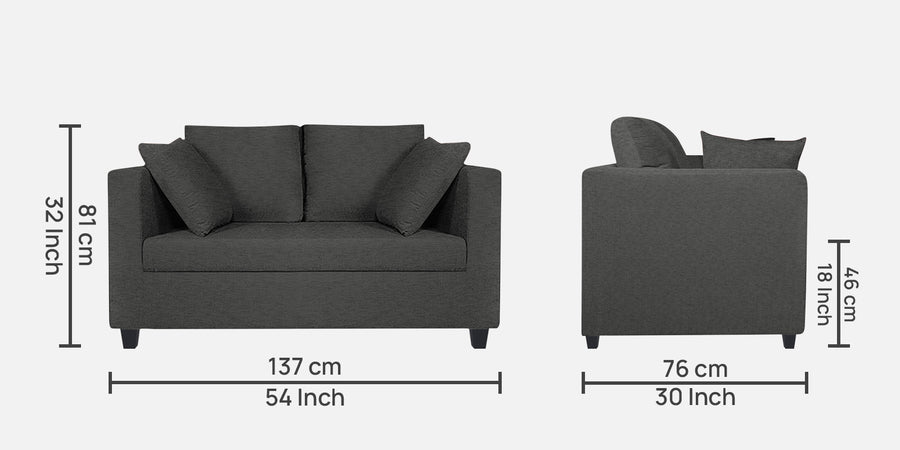 Nuska Fabric 2 Seater Sofa In Charcoal Grey Colour - Febonic Living