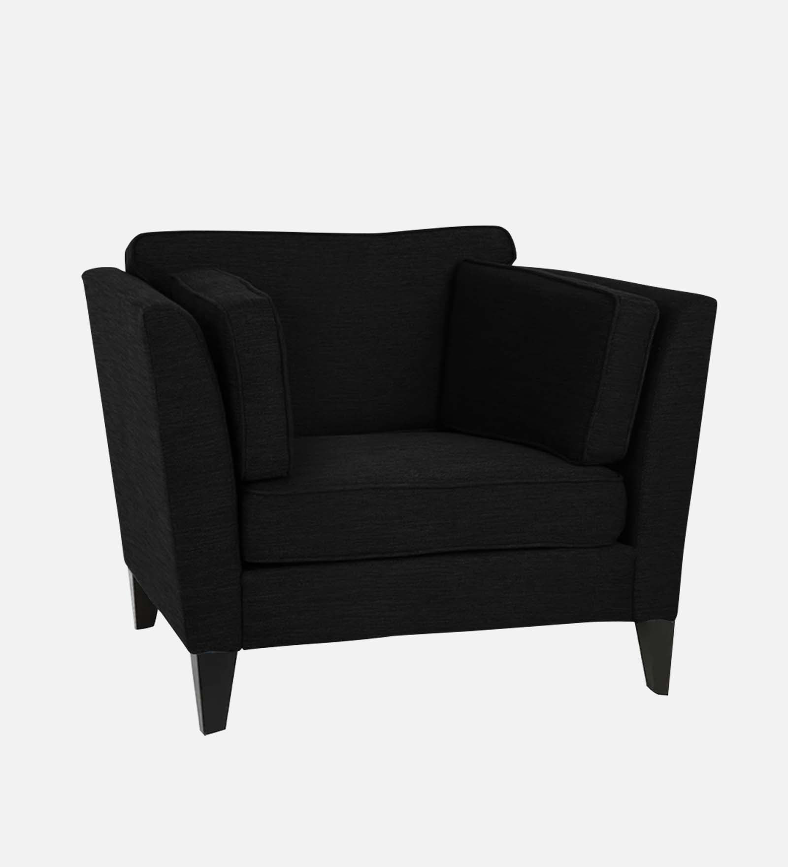 Nigar Fabric 1 Seater Sofa in Zed Black Colour