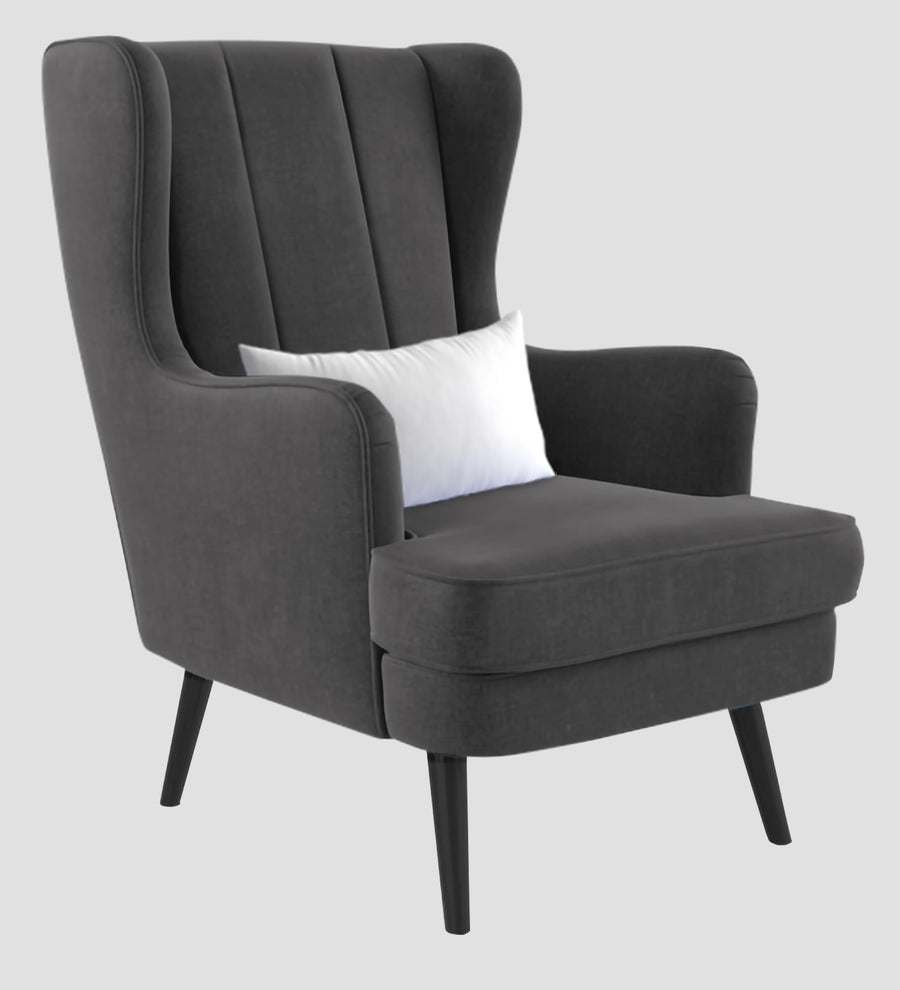 Niya Velvet Wing Chair In Davy Grey Colour - Febonic Living